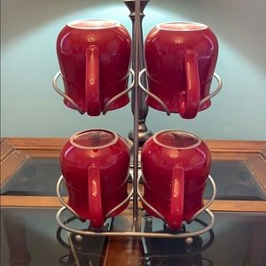 Large red Coffee Mugs and Stand